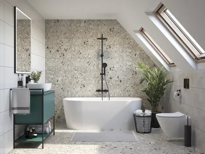 Ванная комната с большой плиткой: интересные решения