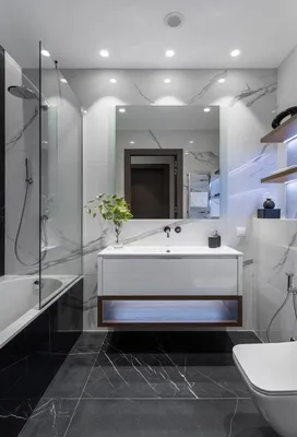 29) Фото большой ванной комнаты: примеры использования зеркал в интерьере