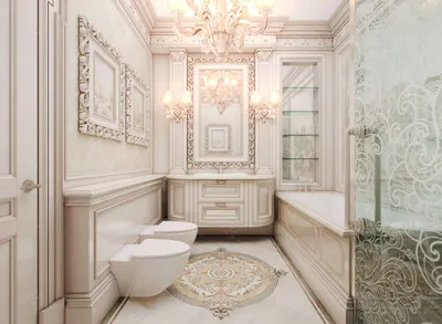 Фотографии большой ванной комнаты с элегантными деталями
