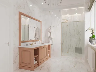 Фото больших ванных комнат с использованием стекла в интерьере