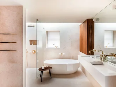 Изображения больших ванных комнат с разными видами раковин