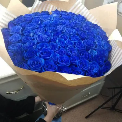 Большой букет синих роз - фото jpg