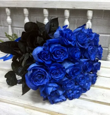 Картинка: большой букет синих роз
