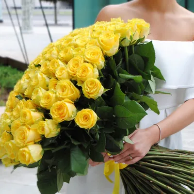 Фотография большого букета желтых роз