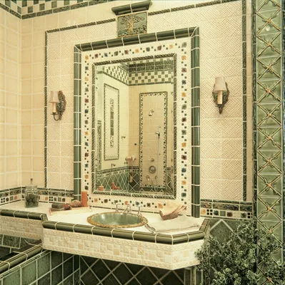 12) Бордюр из мозаики в ванной: полезная информация