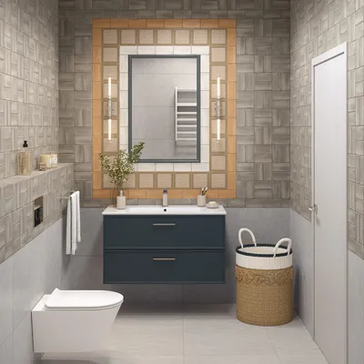 Украшение ванной комнаты: бордюр из мозаики