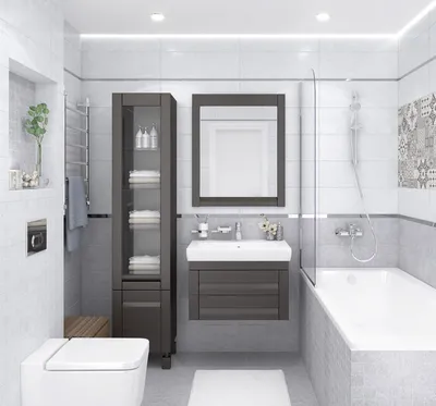 Вдохновение для ванной комнаты: бордюр из мозаики