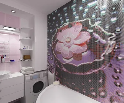 Творческий подход к дизайну ванной: бордюр из мозаики