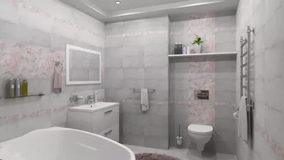 Оригинальный дизайн ванной комнаты: бордюр из мозаики