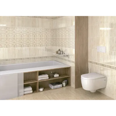 Ванная комната с уникальным бордюром из мозаики