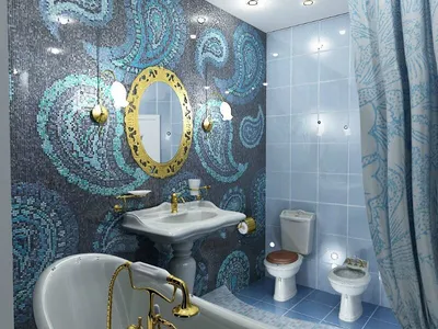Оригинальные варианты бордюра из мозаики в ванной комнате