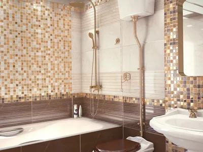Идеи для стильного бордюра из мозаики в ванной