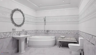 Идеи для декора ванной: бордюр из мозаики