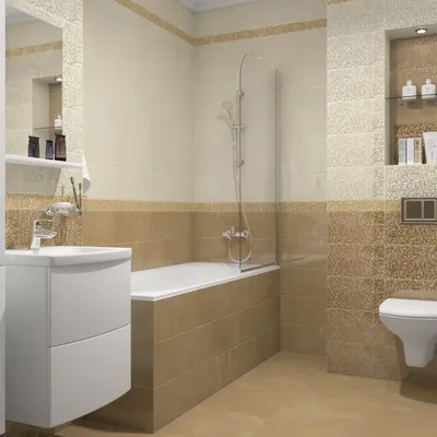 Ванная комната с креативным бордюром из мозаики