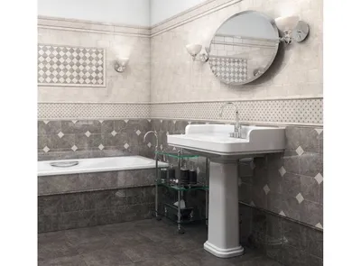 Красивое фото мозаичного бордюра в ванной