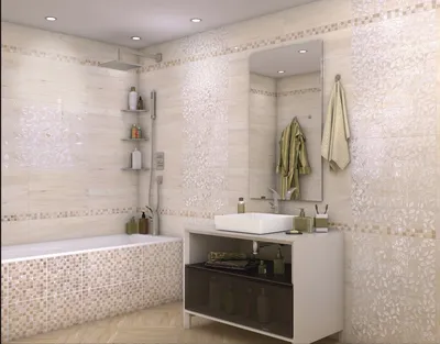Фото бордюра из мозаики для ванной комнаты