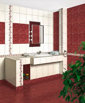 4K фото бордовой плитки в ванной комнате
