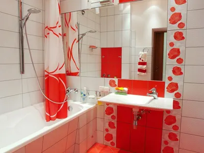 Изображение бордовой плитки в ванной: Full HD