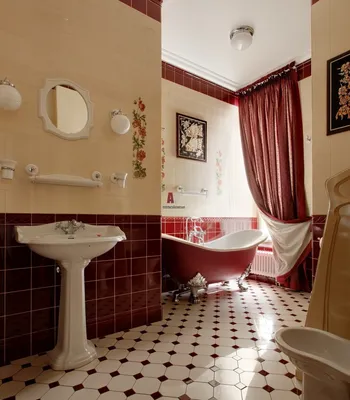 Изображение бордовой плитки в ванной: в HD качестве
