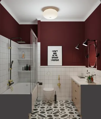 Идеи использования бордовой плитки в ванной комнате