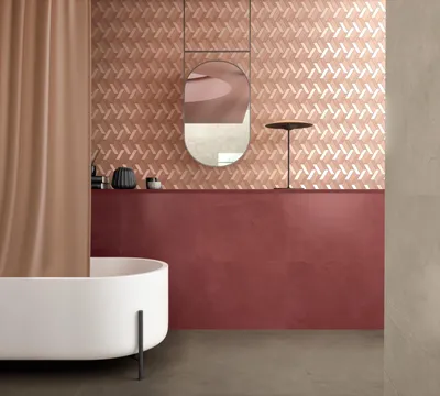 Фотографии с прекрасными ванными комнатами с бордовой плиткой