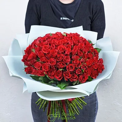 Изображение запоминающегося букета из 101 розы 40 см