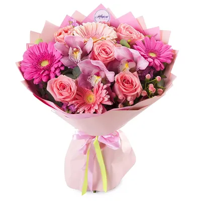 Букет из роз и орхидей: символ любви и нежности: средний размер, png формат
