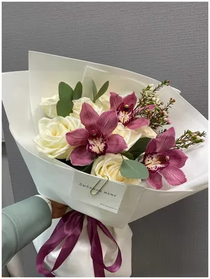 Удивительный букет из роз и орхидей: большой размер, jpg формат