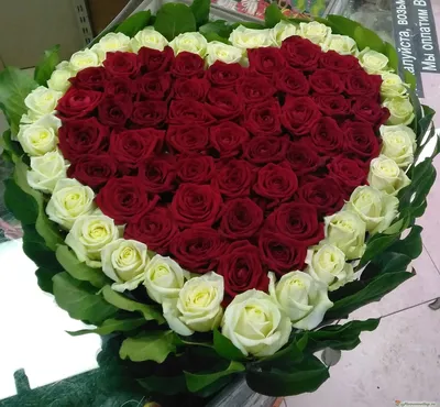 Изображение букета из роз в форме сердца - выберите размер фотографии