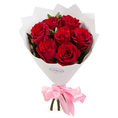 Фотография букета из семи прекрасных роз для вашего уютного дома