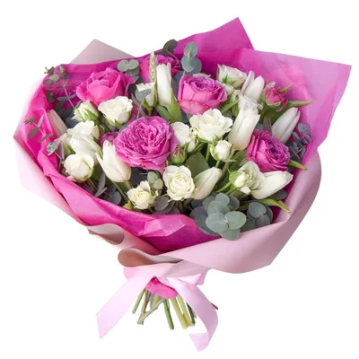 Букет из тюльпанов и роз в формате webp