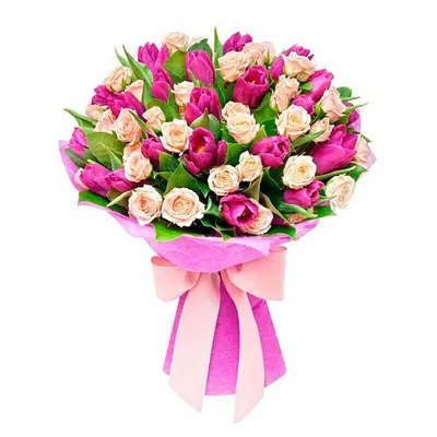 Фото букета из роз и тюльпанов, доступное для скачивания в webp