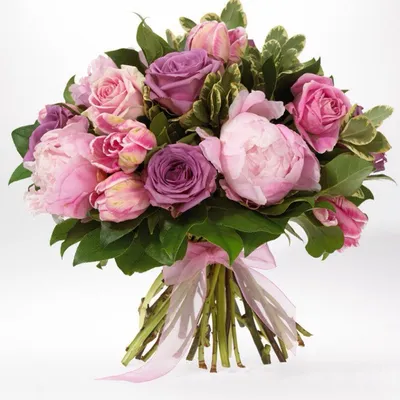 Фото букета из роз и тюльпанов - символ любви