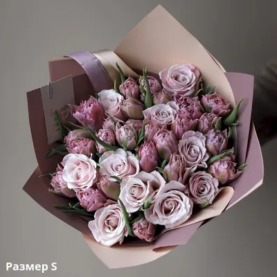 Фото букета из роз и тюльпанов - нежность и романтика