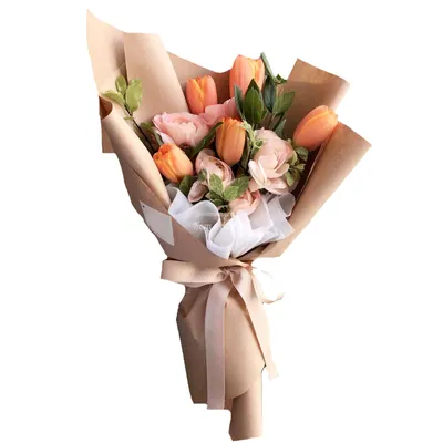 Букет из тюльпанов и роз в формате png