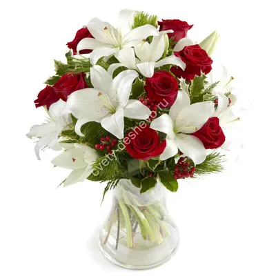 Изображение букета розы и лилии со вкусом