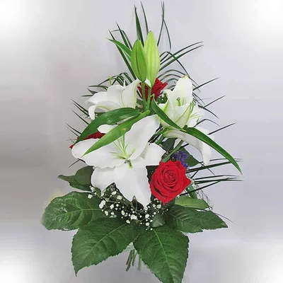 Фото букета розы и лилии в формате webp