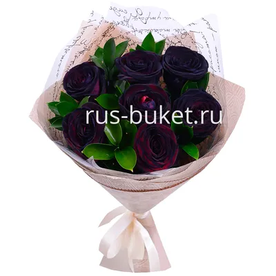 Фотография букета темных роз с возможностью выбора размера