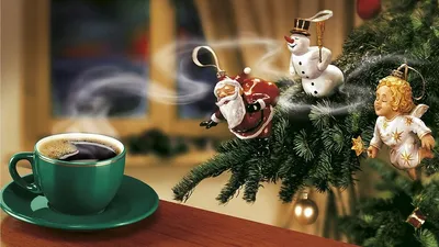 Чашка кофе как картина зимнего волшебства: скачайте изображение