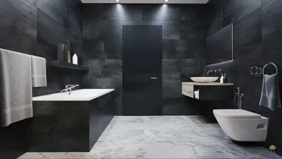 Фото черной плитки в ванной комнате