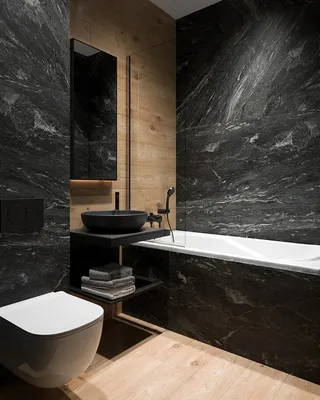 Черная плитка в ванной: скачать JPG изображение