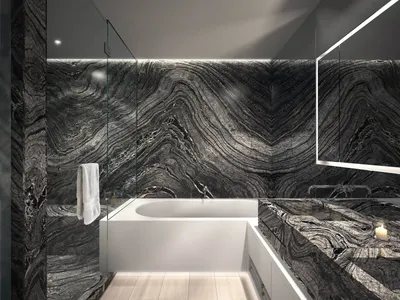 Ванная комната с черной плиткой: современный и элегантный дизайн