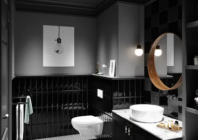 Черная плитка в ванной: создание элегантного пространства