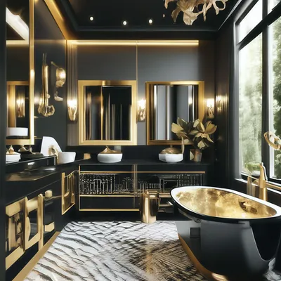 Фото Черной ванны с эффектом зеркала