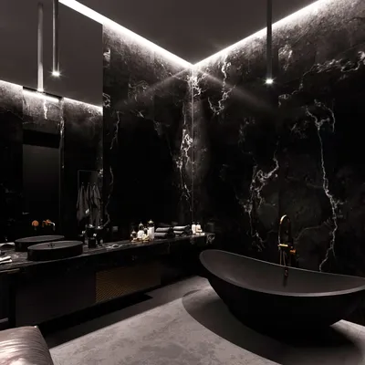 Изображения Черной ванны с минималистичным дизайном