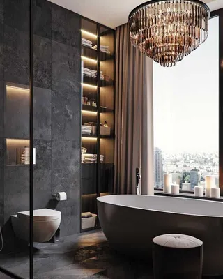 Новые изображения Черной ванны для ванной комнаты