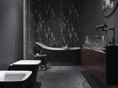 Фотография черной ванны в формате 4K