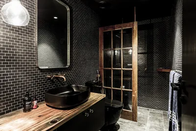 Изображение ванной комнаты в черно-белом стиле