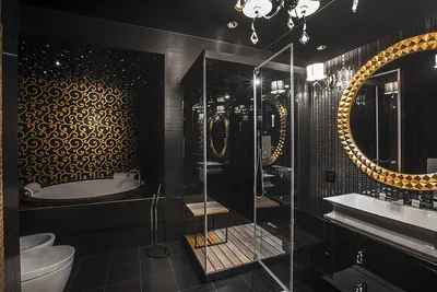 Фото черной ванны в стильном дизайне