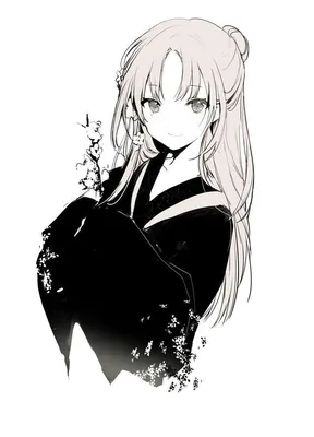 Картинка аниме в черно-белом стиле с возможностью выбора размера